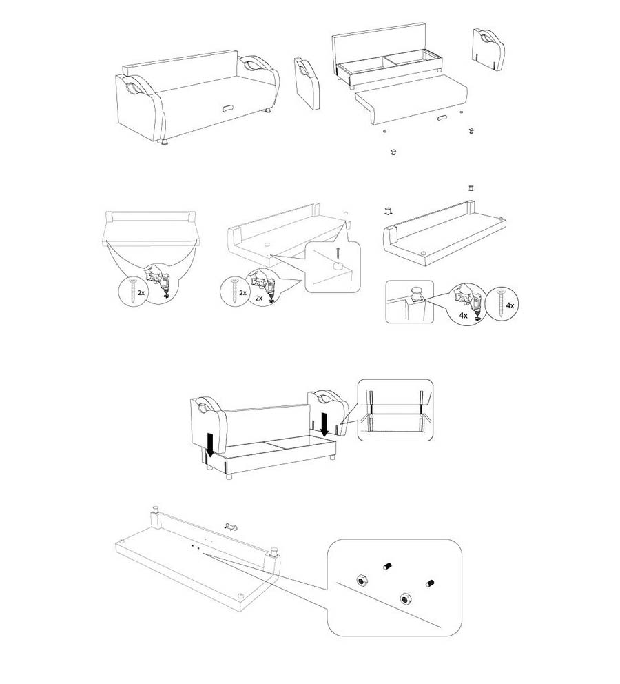 Кровать диван схема сборки